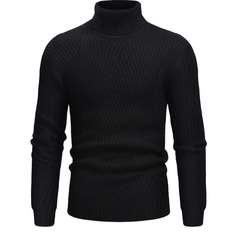 Autumn and Winter Sweater Men's Fashion Korean-style Slim-fit Twill Solid Color Men's Turtleneck Sweater Junior Sweater