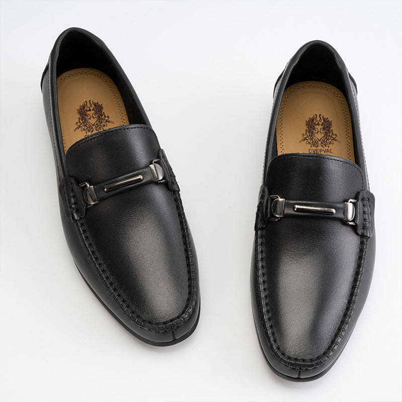 Men's Leather Shoes New Men's Casual Leather Shoes Metal Buckle Loafers Men's Business Genuine Leather Shoes