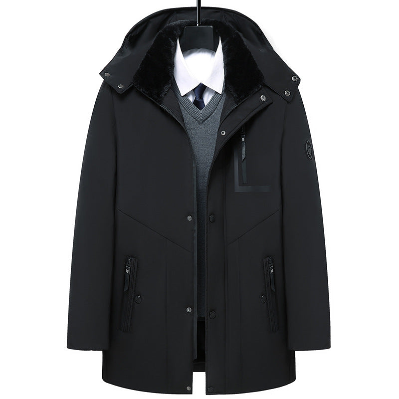 Middle-Aged and Elderly Men's down Jackets, Dad's Thickeneded Warm Cotton Jackets 2025 New Winter Mid-Length Cotton Jackets for Men