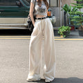 White Wide-Leg Jeans for Women, Summer Thin Fashion Slimming Loose Casual Pleated Drape Versatile Floor-Length Pants