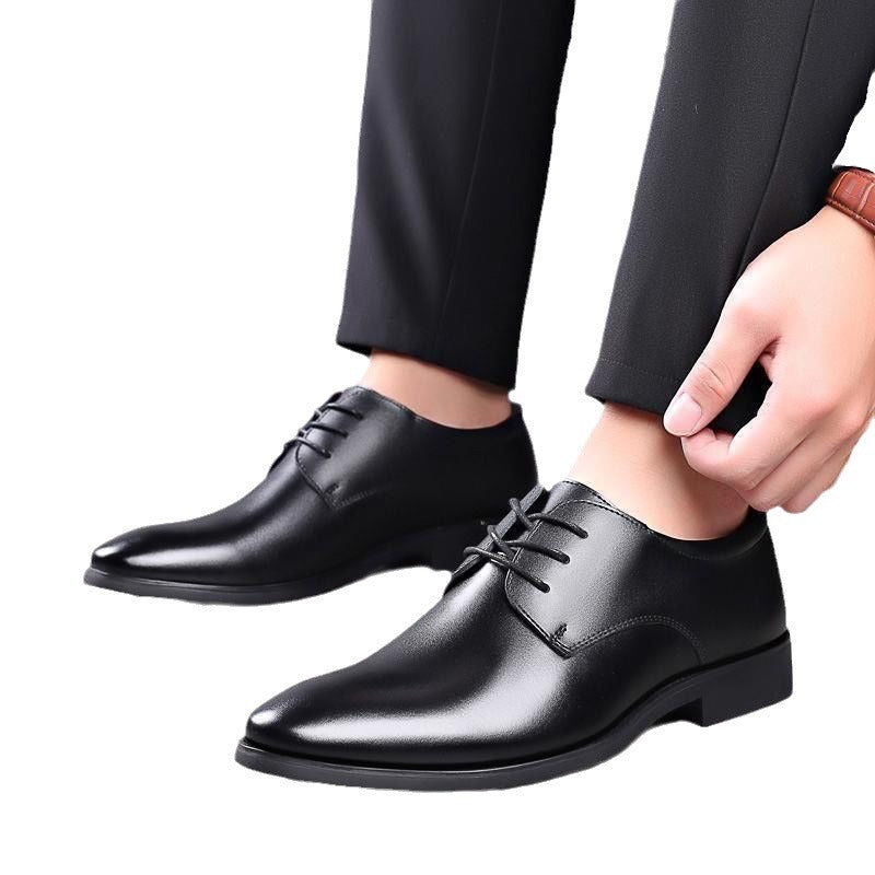 New Business Formal Leather Shoes for Men, Casual Wedding Groom British Inner Heightening Summer Breathable Youth Pointed Toe Men's Shoes