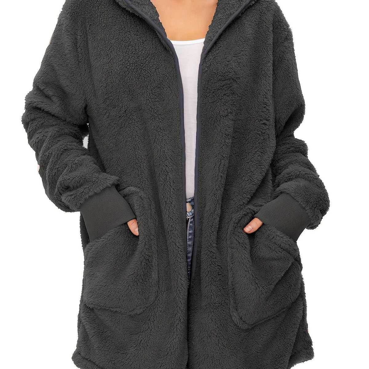 Cozy & Warm Women's Fleece Hoodie - Oversized, Windproof