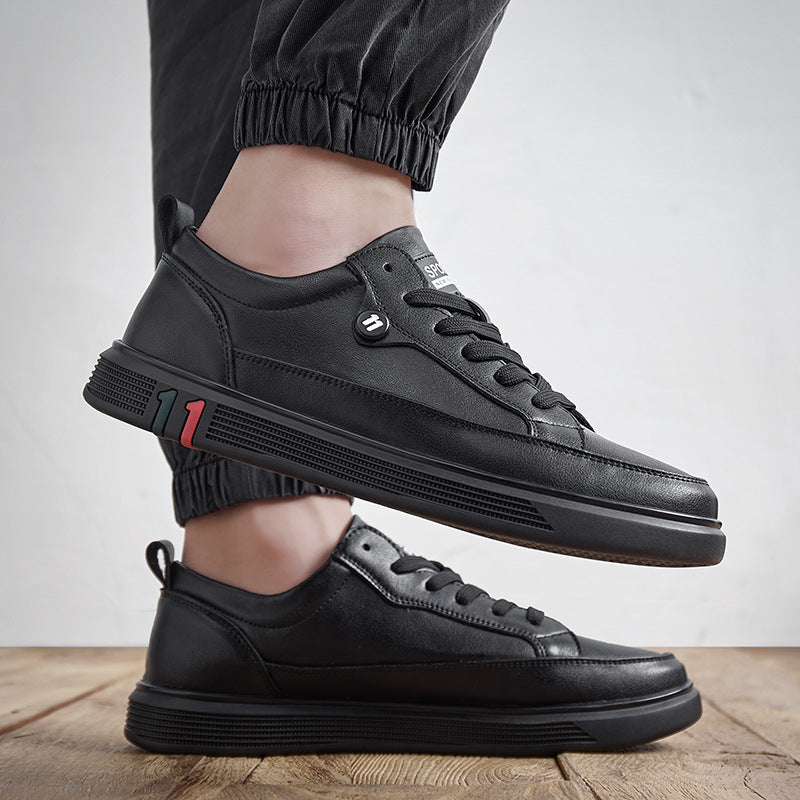 Men's Leather Shoes 2025 Autum Breathable Trbottomyy Soft-Soled Casual Shoes Men's Trbottomy Shoes Sports Versatile British Men's Sneakers