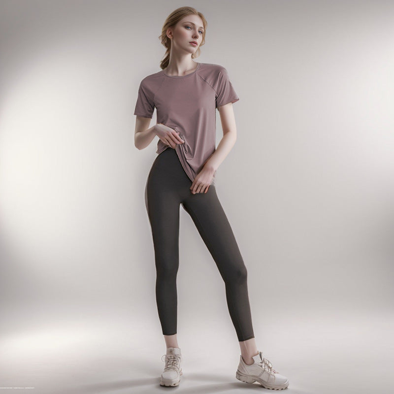 Sports Tops for Women, Loose-Fitting Running and Fitness Clothes, Short-Sleeved T-Shirts, Pilates and Yoga Clothes, Quick-Drying and Comfortable to Wear Outside