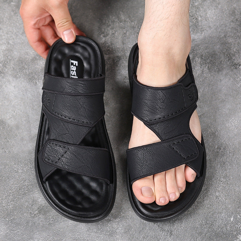 2023 Men's Sandals Dad Men's Summer Outer Wear Driving Sports Casual Deodorant Soft Bottom Wear-resistant Beach Slippers
