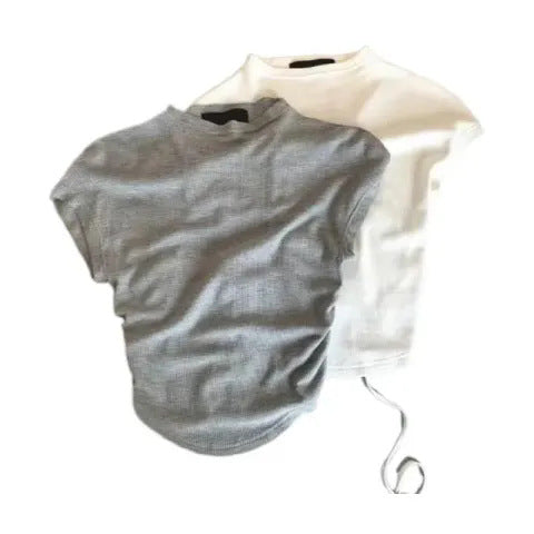 Waffle Knit Sleeveless T-Shirt for Women, Summer 2026 New Style, Slim Fit, Versatile, Pure Desire, Backless, Mature Style, Short Top, Trendy