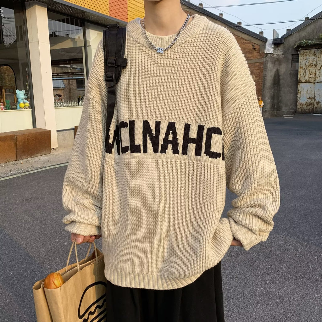 2023 Autumn and Winter New Couple Wear Pullover Sweater Men's Fashion Trend Personalized Loose Lazy Long-sleeved Sweater