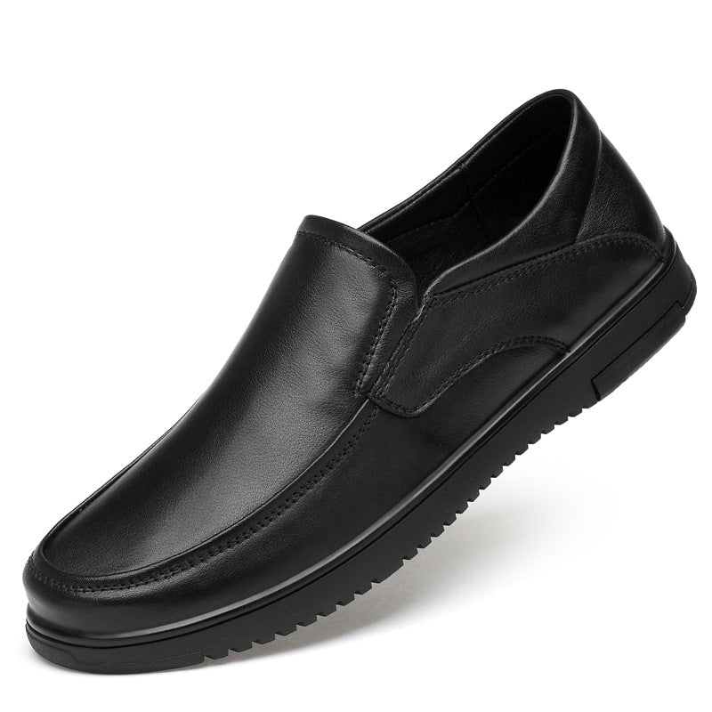 Men's First-Layer Leather Shoes, Business Formal Wear, Men's Middle-Aged Soft-Soled Cowhide Dad Shoes, Summer Breathable Lace-Up Genuine Leather Men's Shoes