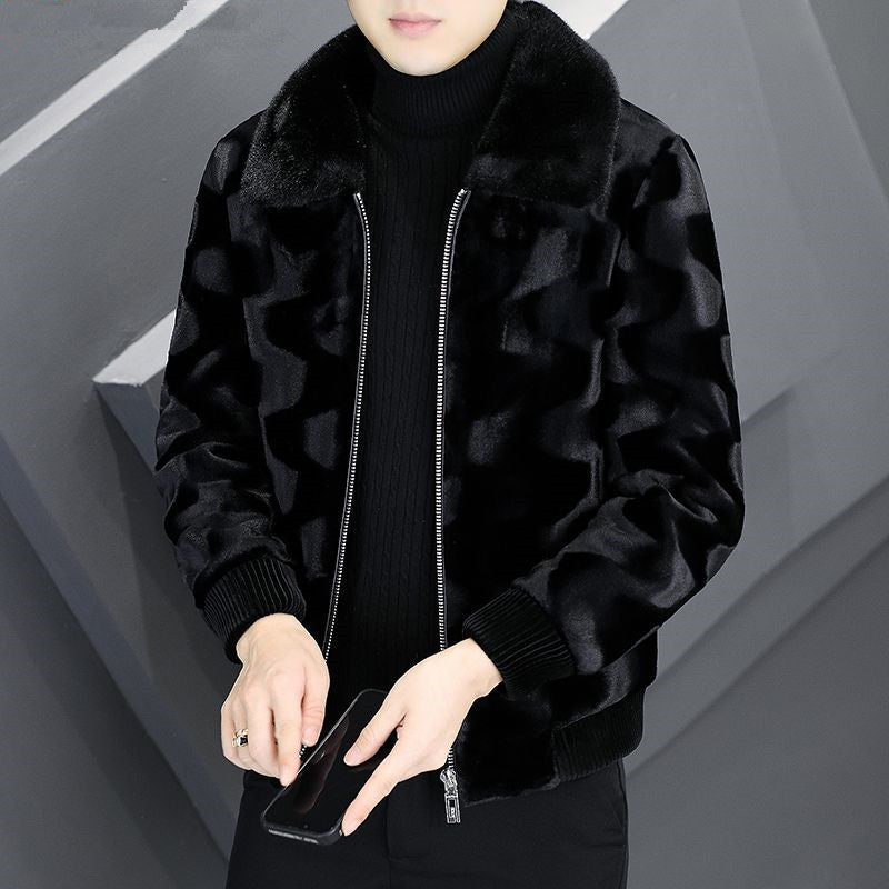 Haining fur coat men's mink fur coat whole mink artificial mink men's winter golden mink velvet coat manufacturer