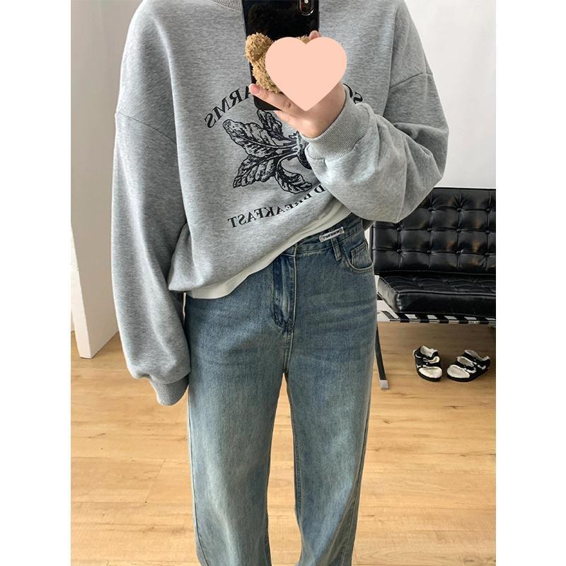 Spring and Autumn New Design Loose Straight-Leg Jeans for Women, Retro High-Waisted, Slimming, Drapey, Versatile Narrow-Cut Long Pants Trendy