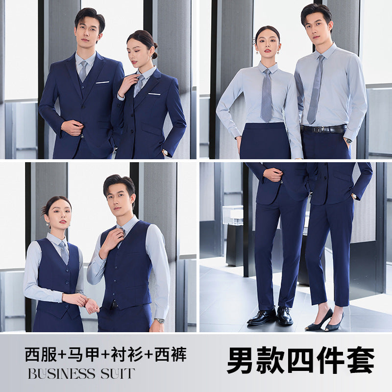 High-End Suit Suits for Men and Women, Professional Formal Wear, 4S Store Real Estate Property Workwear, Blue Suit Suits, Work Clothes