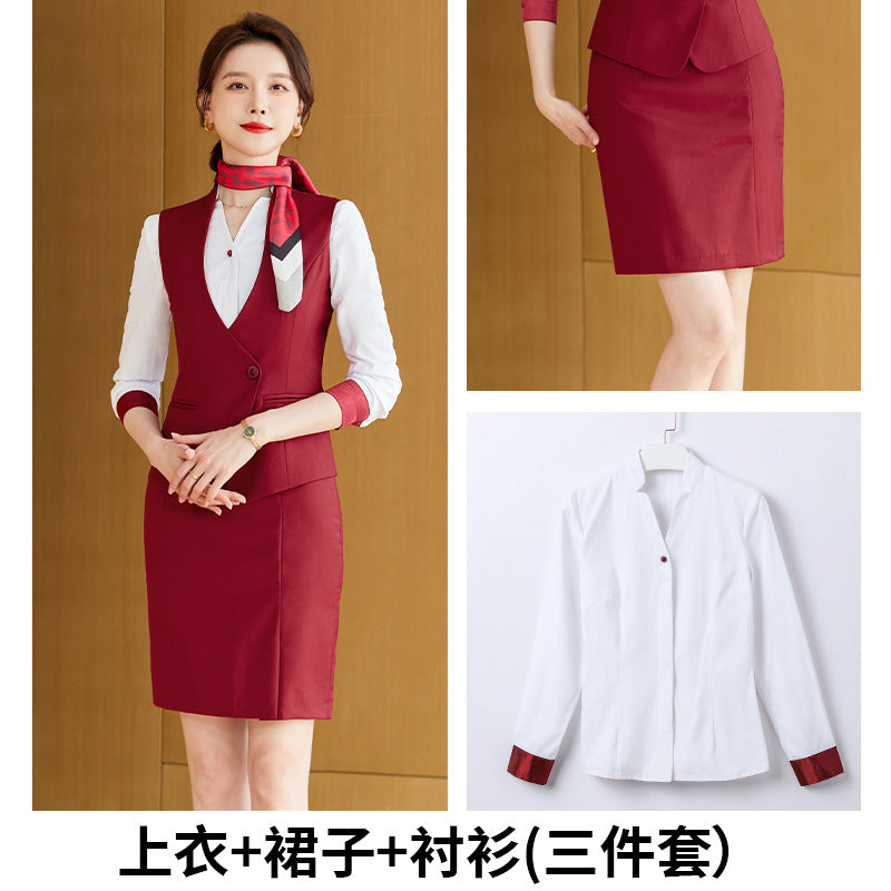 Gray vest suit men and women with the same style spring and autumn temperament hotel front desk overalls business attire vest sales tooling