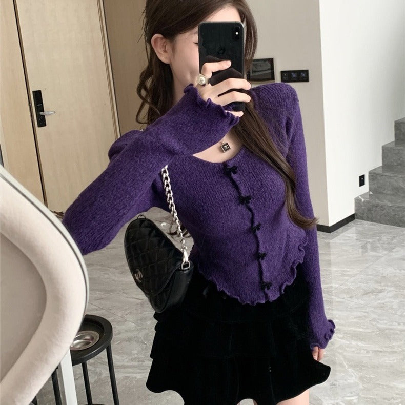 Red elegant fashion sweater women's autumn and winter 2024 New sweater undershirt short top slim fit