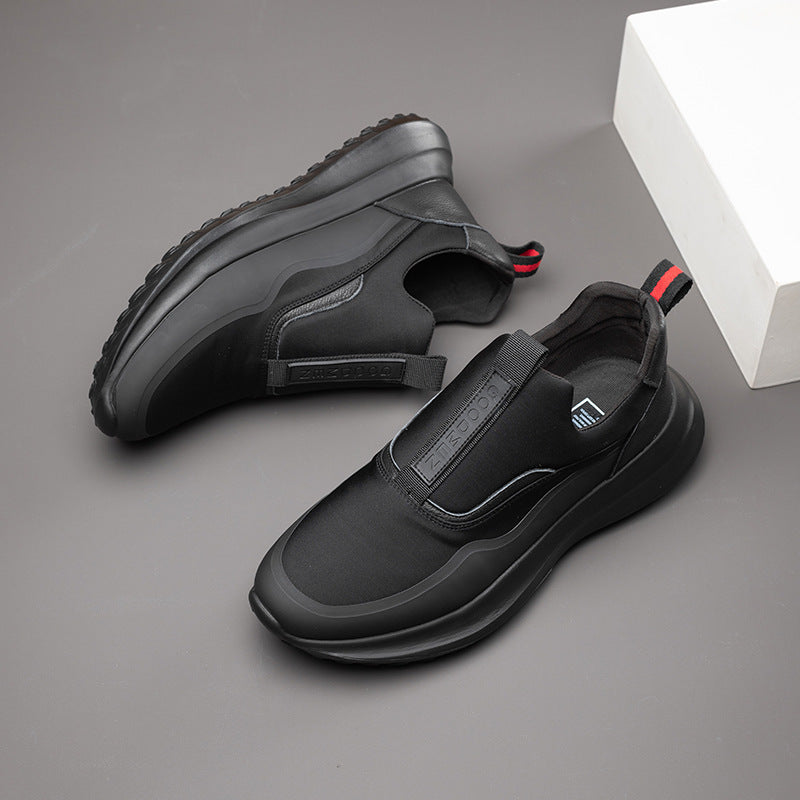 Men's Shoes, Autumn Breathable Thick-Soled Casual Shoes, Men's Spring and Autumn New Lightweight Soft-Soled Slip-On Round-Toe Loafers, Black