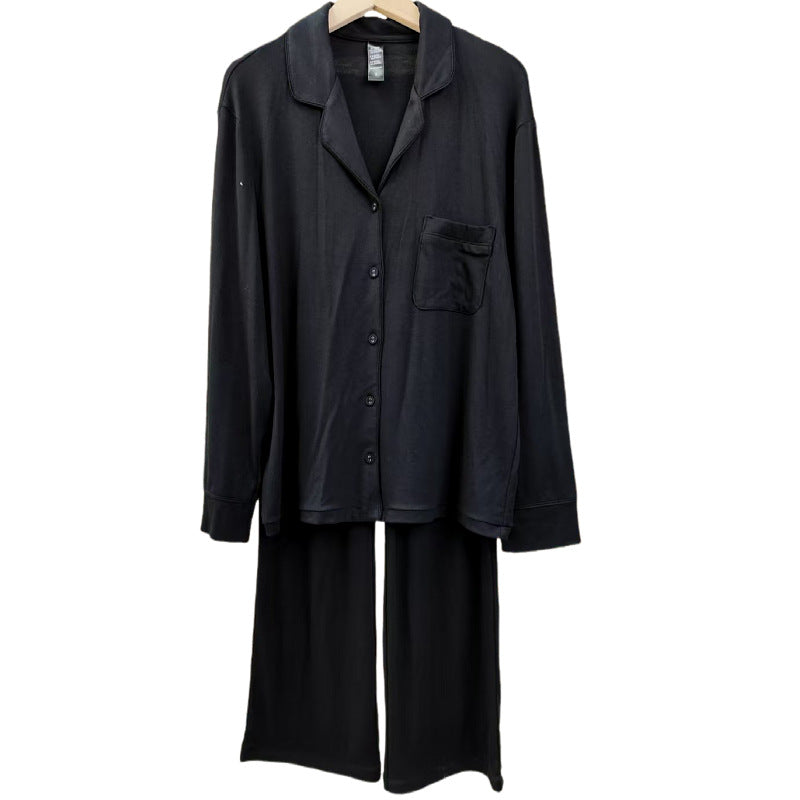 Factory in stock long-sleeved simple European and American style home clothes suit cross-border black modal pajamas wholesale