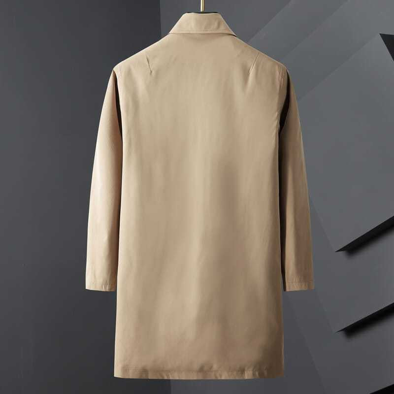 Foreign Trade 2025 Autum Men's Mid-Length Windbreaker Korean Style Fashion Outwear Jacket Casual Wear Men's Lapel Jacket