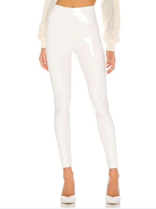 Cross-border Amazon Europe and America White Leather Pants Women's Cropped Pants Sexy PU Tight Slim Fit Summer Foreign Trade Hot Women's Clothing