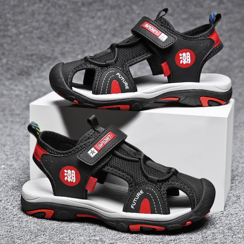 Wholesale Boys Sandals Baotou 2025 Summer Mid-Big Kids Soft Sole Non-Slip Beach Shoes Student Lightweight Sports Sandals