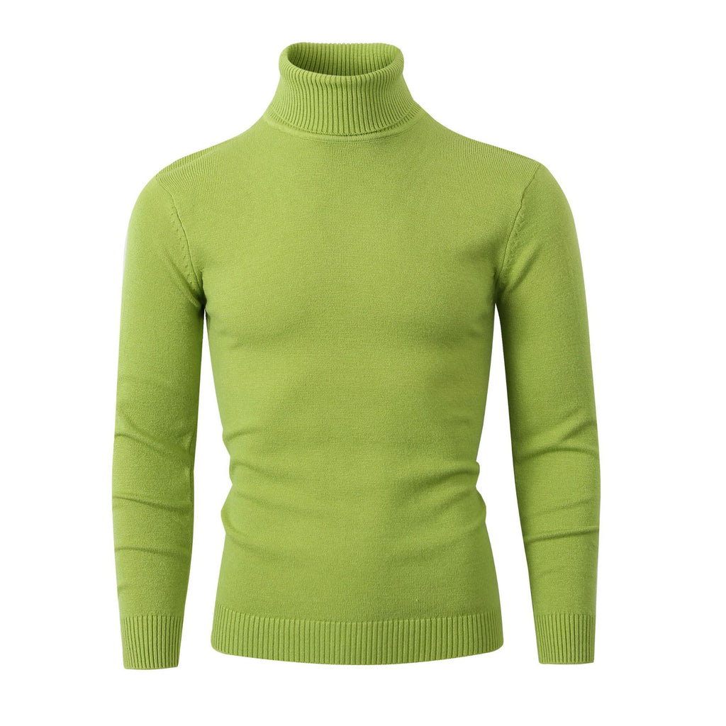 Amazon foreign trade autumn and winter new men's solid color slim turtleneck sweater sweater plus size men's pullover base shirt