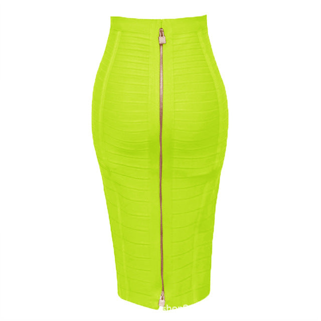 Bandage Skirt Stripesd Zipper Double-Open Sexy High-Waist Hip Skirt Skirt
