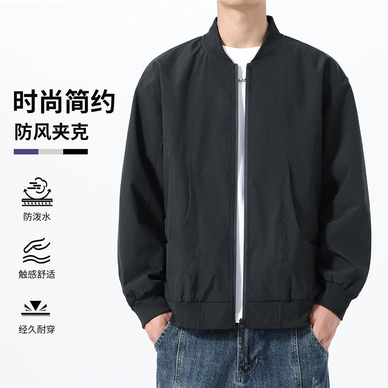 2025 Men's Jacket Simple Coat Youth Top Trendy Baseball Jacket Fashion Business Single Jacket Men's Wholesale