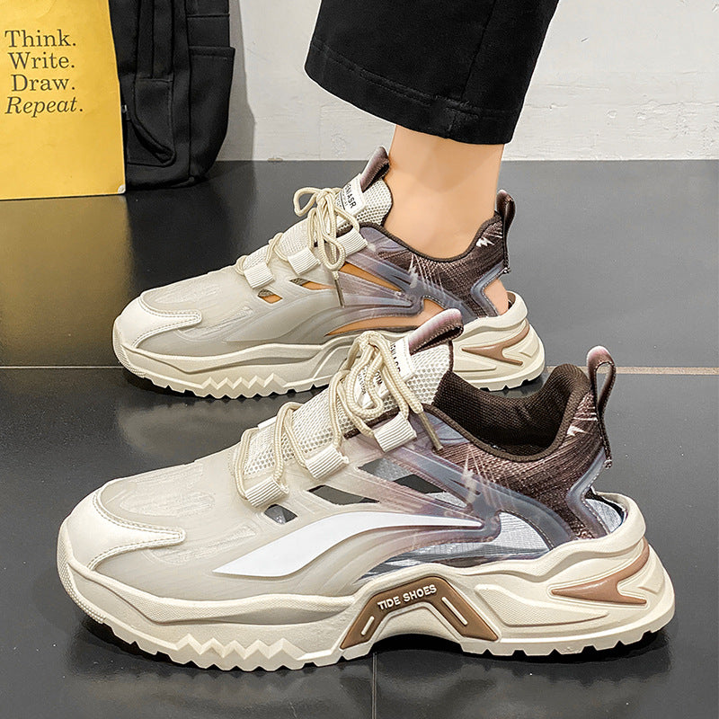 2025 New Summer Men's Sports Shoes for Students, Breathable Mesh Popular Mecha Hollow Frame Casual Sports Shoes