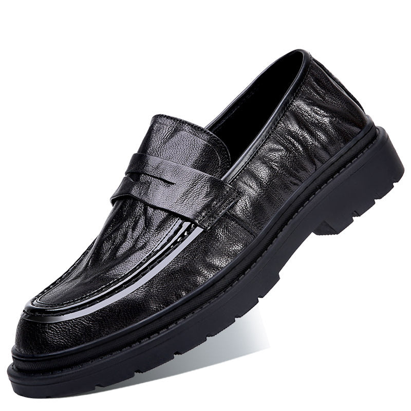 2023 spring men's shoes breathable leather legged loafers thick-soled business men's casual leather shoes tide shoes wholesale