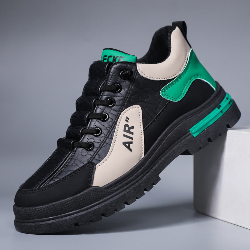 Men's Shoes with a High-End Feel, 2025 Autumn and Winter Men's High-Top Casual Shoes, Fleece-Lined Versatile Sneakers, Soft-Soled Student Shoes for Men