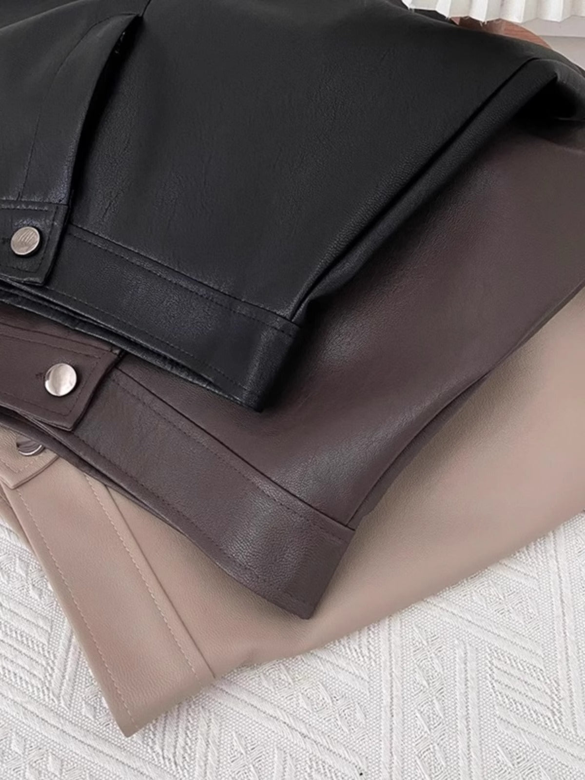 Brown Leather Shorts for Women 2023 New Autumn and Winter High-Waisted Slimming Look Loose A-Line Pants for Small People Pu Leather Outer Boot Pants