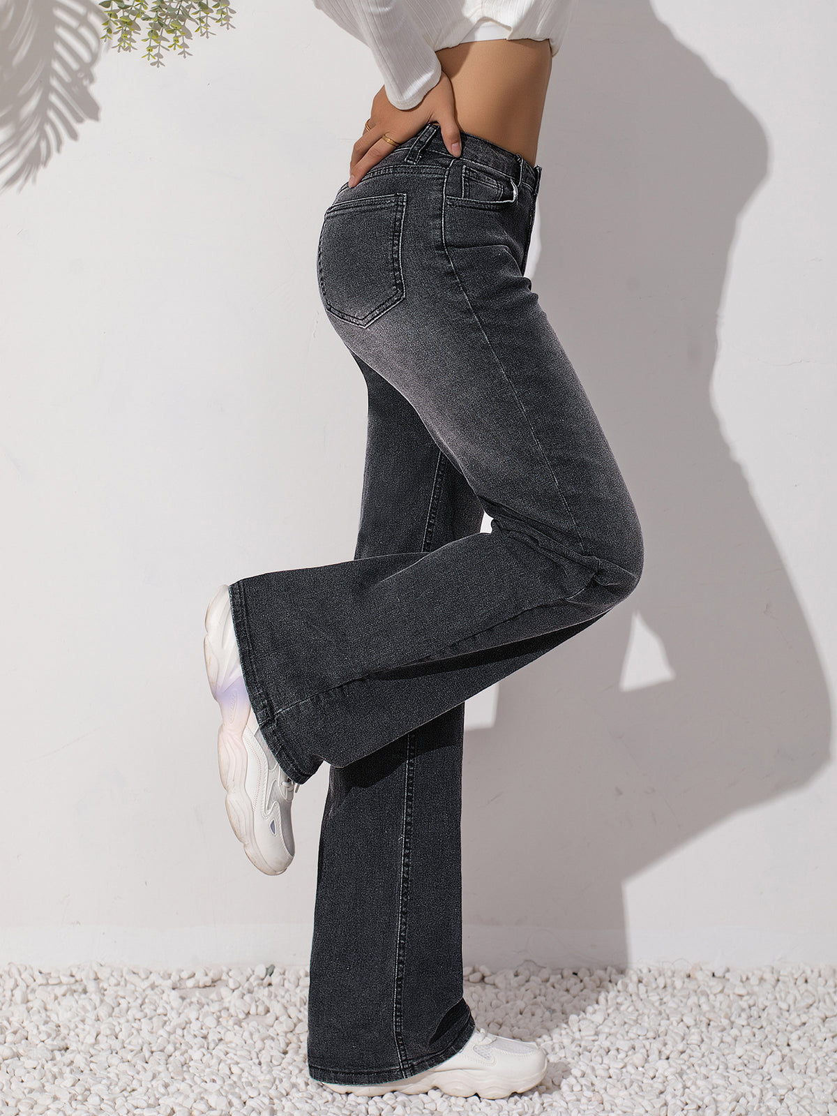 Women's Stretch Jeans Are Simple and Versatile, Slimming and Wear-Resistant, Straight-Leg Black Pants Womenjeans High-Waisted and Slimming