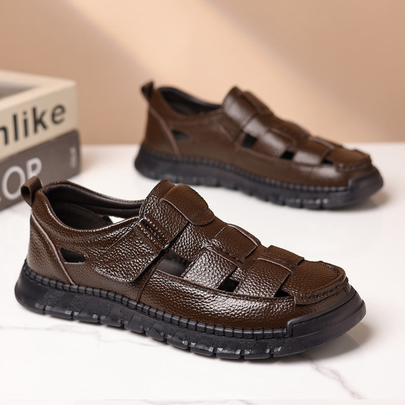 2025 Sandals Men's Summer Breathable Toe-Toe Clogs Hollow Soft Sole Sports Driving Beach Wading Sandals Dropshipping