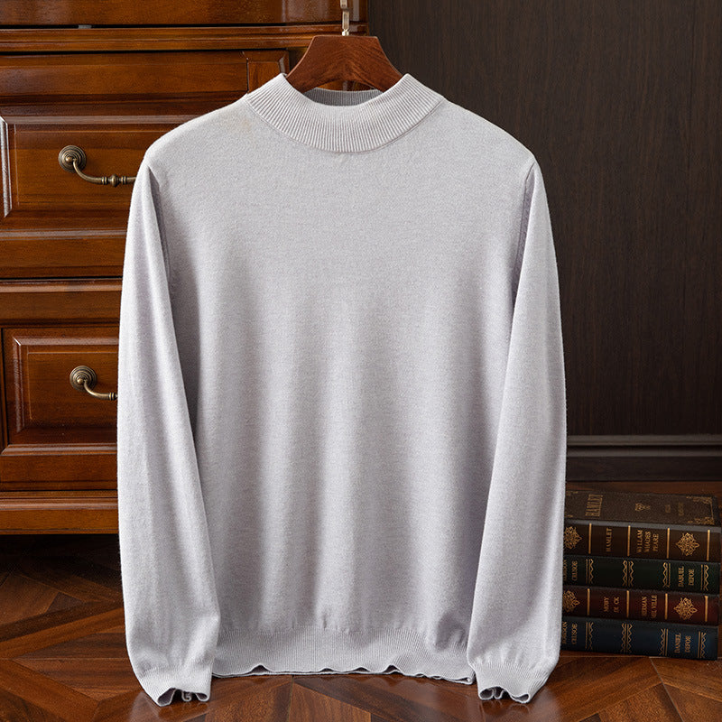 Autumn and winter semi-high collar men's pullover base sweater casual business loose fashion solid color long sleeve Andy velvet sweater