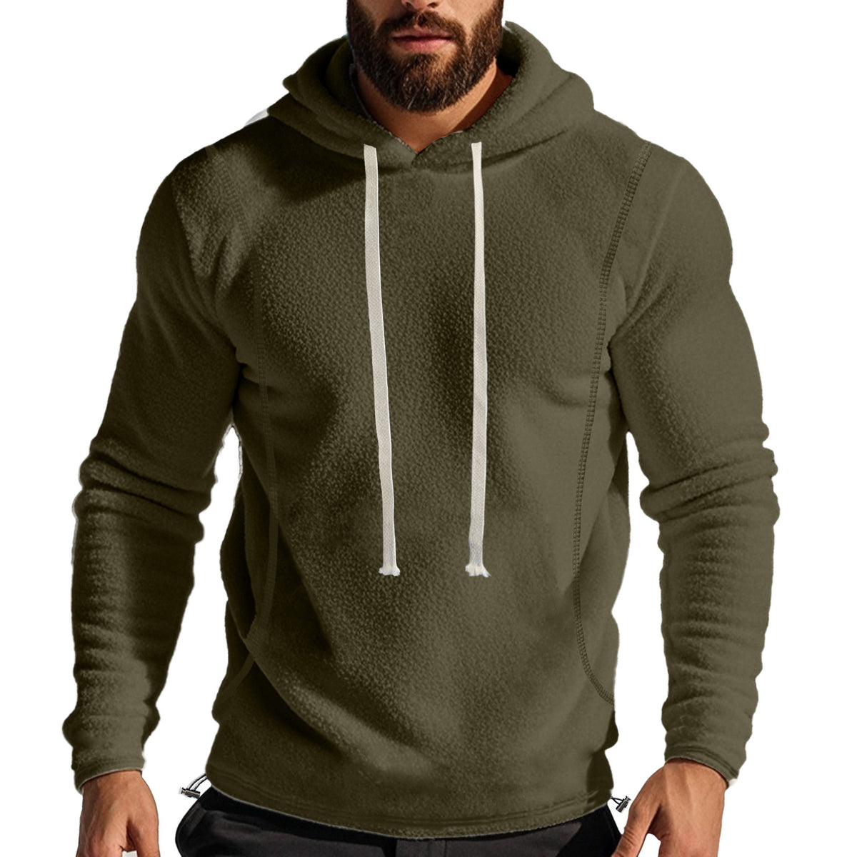 Cross-border Amazon autumn and winter  polar fleece hooded solid color sweater fleece-lined warm sports pullover hoodie