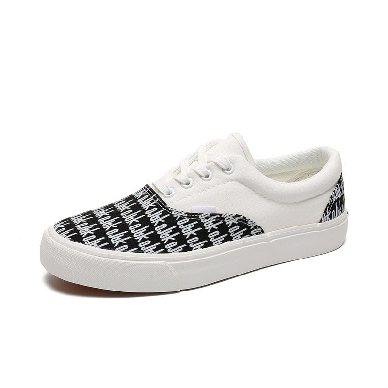 Autumn New Low-Top Men's Shoes, Breathable Canvas Shoes, Trendy Versatile Letter Sneakers, Couple Casual Shoes Wholesale