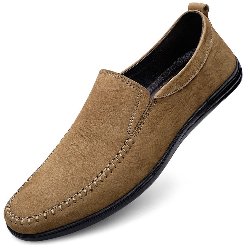 Men's Loafers Genuine Leather 2025 Winter First Layer Cowhide Single Shoes Men's Fashion Casual Leather Shoes Flat Men's Shoes