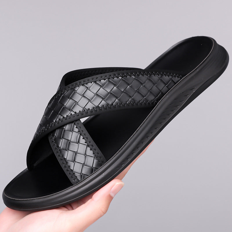 Men's Summer Street Fashion All-match Sandals Thin Bottom Non-slip Comfortable Beach Slippers