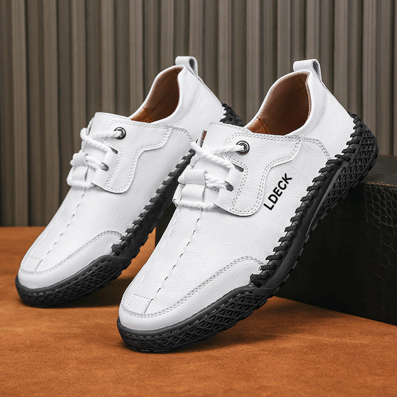 Cross-Border Independent Station Large Size Thick-Soled Outdoor Casual Leather Shoes for Men Amazon's Popular Men's Loafers Casual Men's Shoes