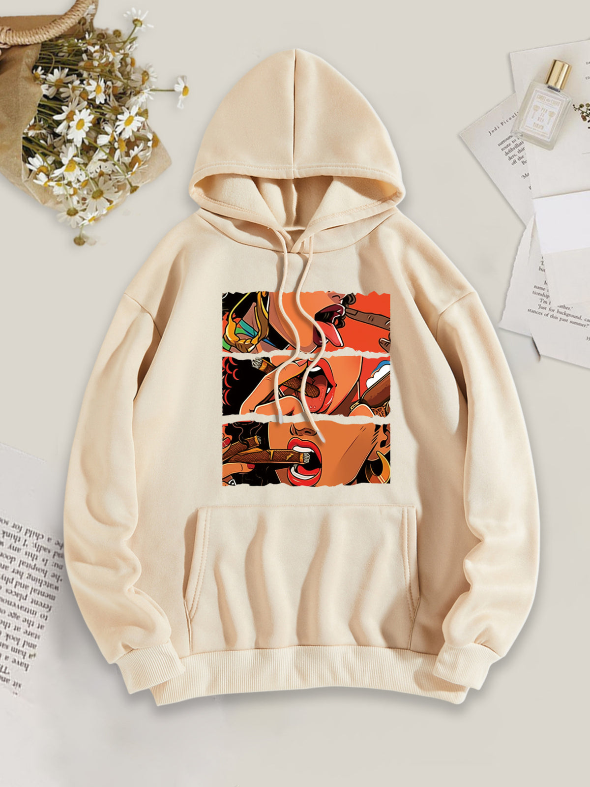 Women's Casual Multicolor Hoodie-Print Hoodie