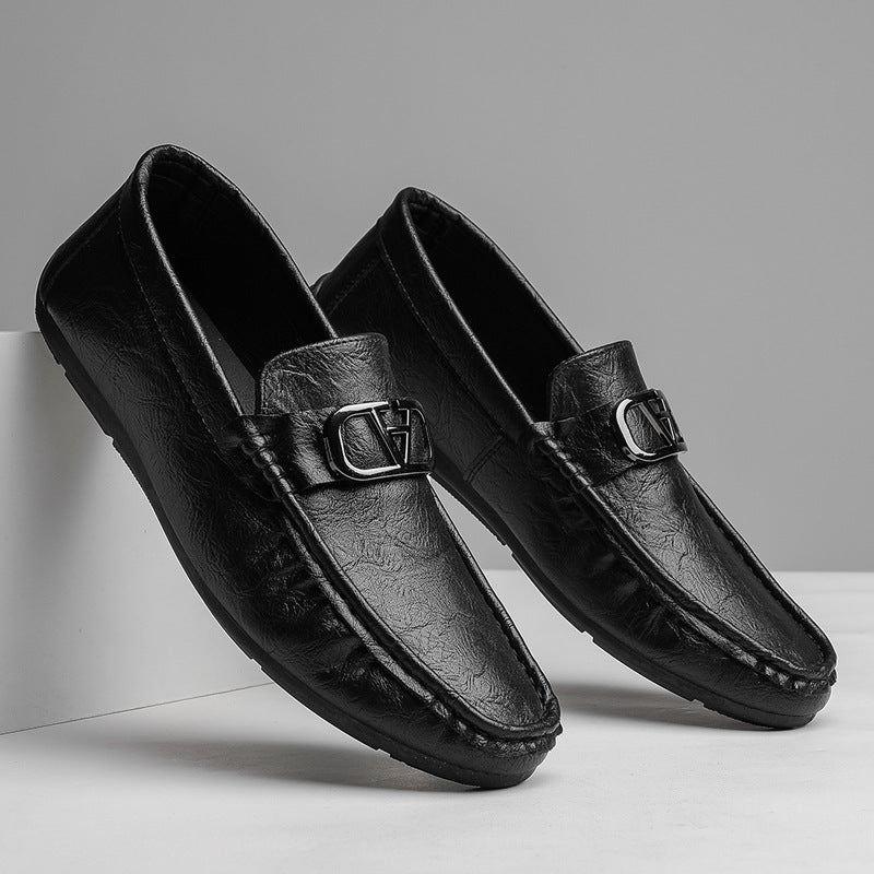 Doug Shoes Men's Summer New Men's Casual Leather Shoes Fashionable All-match Business Love Shoes Foot Breathable Soft Sole Shoes