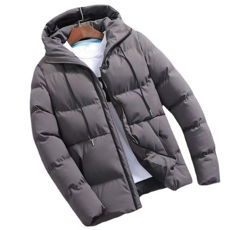 Men's 2024 Winter New Cotton-Padded Jacket, Short Thickened Puffer Jacket for Young Men, Men's Hooded Cotton Coat
