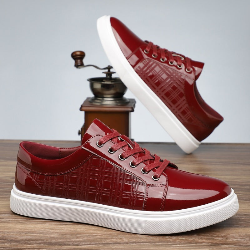 Men's Formal Fashion Pointed-Toe Patent Leather Low-Top Business Casual Shoes with Laces and Shiny Finish for Men 2501