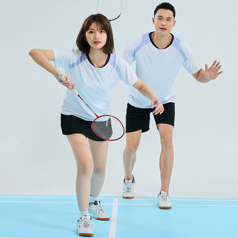 Quick-Drying Breathable Adult Table Tennis Uniforms, Couple's Short-Sleeved Badminton Uniforms, Tennis Sports Training Uniforms, Running Uniforms with Printing