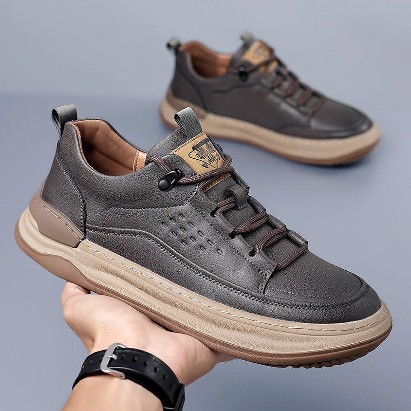 New Men's Sneakers Thick-Soled Genuine Leather Casual Trendy Men's Shoes Outdoor Sports Casual Shoes Men's Sneakers Wholesale
