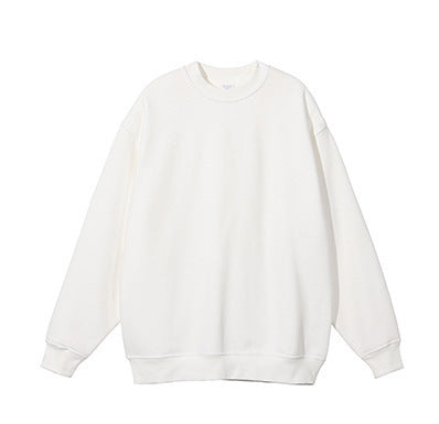 2023 autumn new round neck sweater fashion brand solid color pullover men's sweater loose fleece-lined men's couple sweater