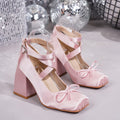 Cross-Border Exclusive Supply of Ballet Shoes, Large Size Women's Shoes, Bow-Knot High Heels, Young Girls' Ballet-Style High Heels for Going Out