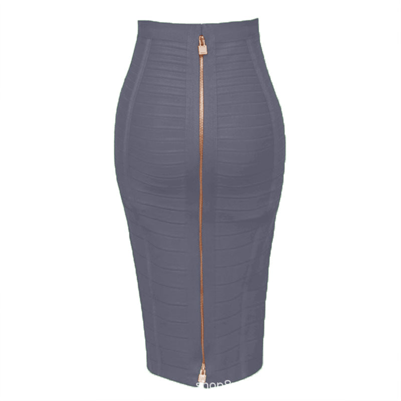 Bandage Skirt Stripesd Zipper Double-Open Sexy High-Waist Hip Skirt Skirt