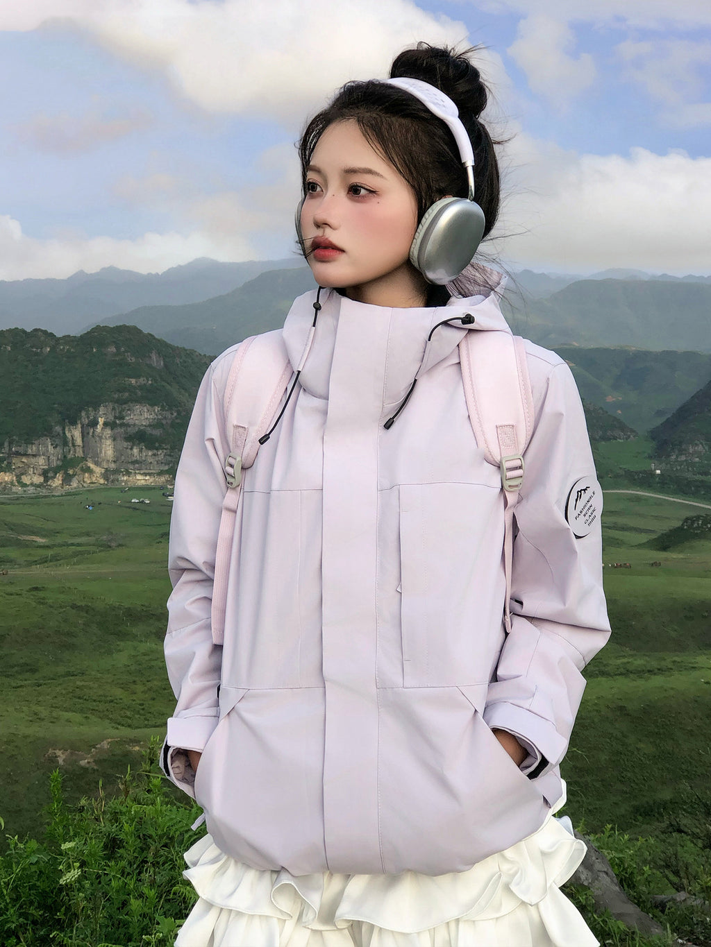 White and Purple Outdoor Jacket for Women 2026 New Model, Petite Size, Three-In-One, Super Stylish for Hiking and Sports