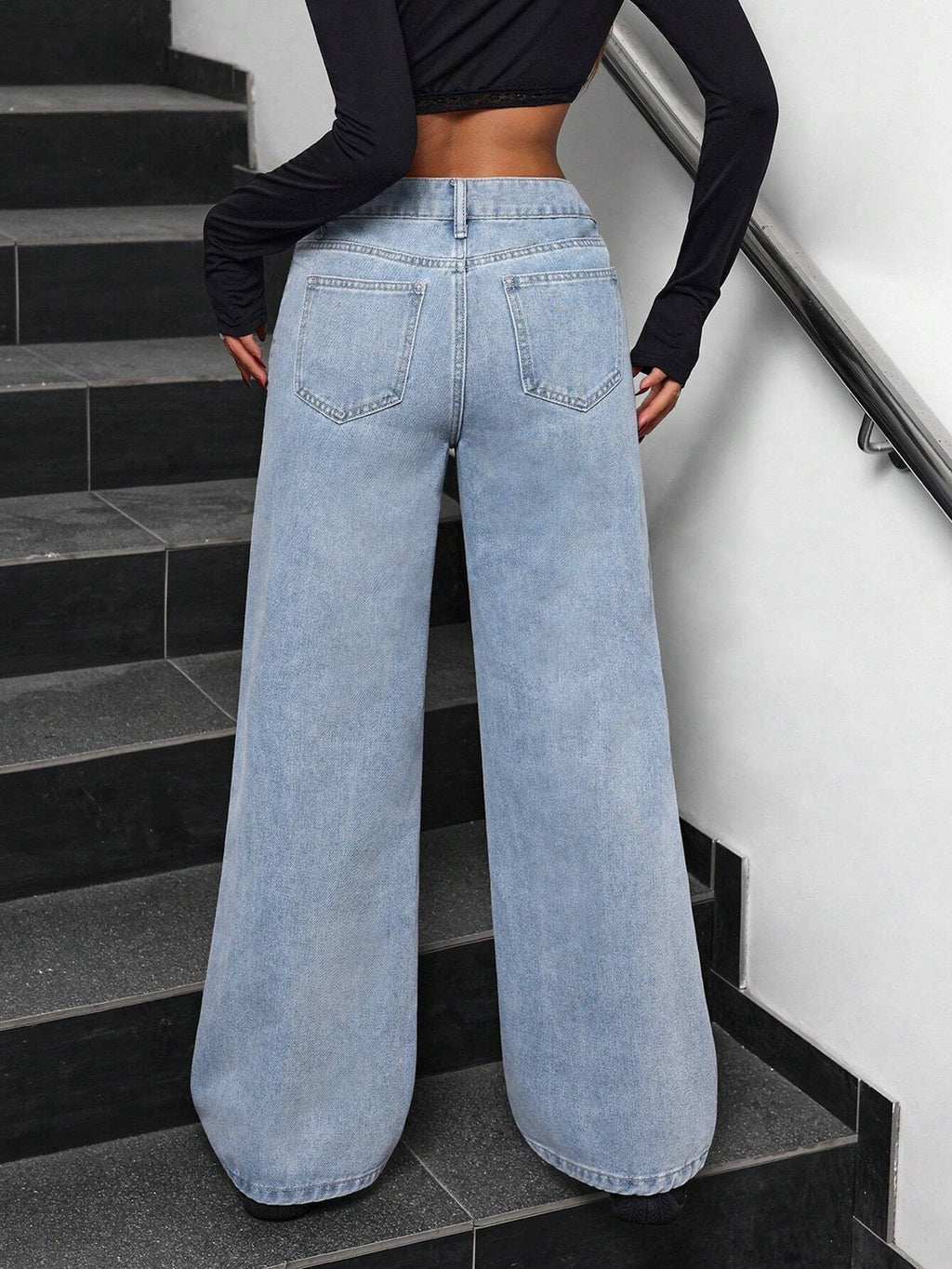 American High Street Y2K Jeans for Women 2025 New High-Waisted Washed Bow-Knot Casual Versatile Wide-Leg Pants Jeans