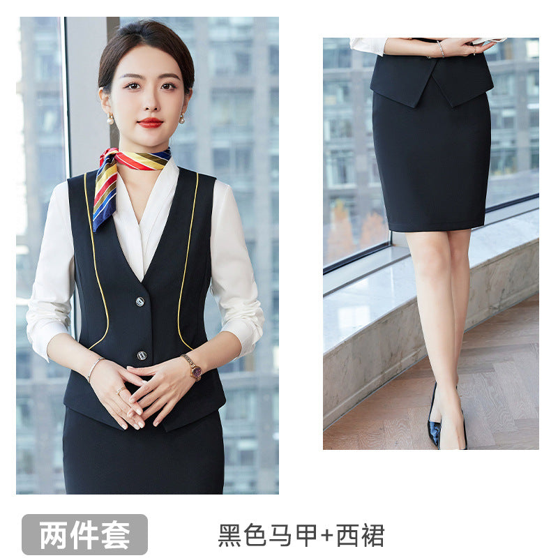 Professional vest suit female spring and summer stewardess uniform sales department hotel front desk jewelry shop beautician overalls