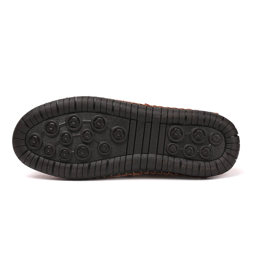 Large Size Loafers for Men, Leather Shoes with Wide Toe Box, Soft Sole, Soft Surface, Genuine Leather Slip-On Driving Shoes, Durable